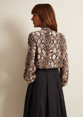 Semira Snake Tie Blouse - Neutral