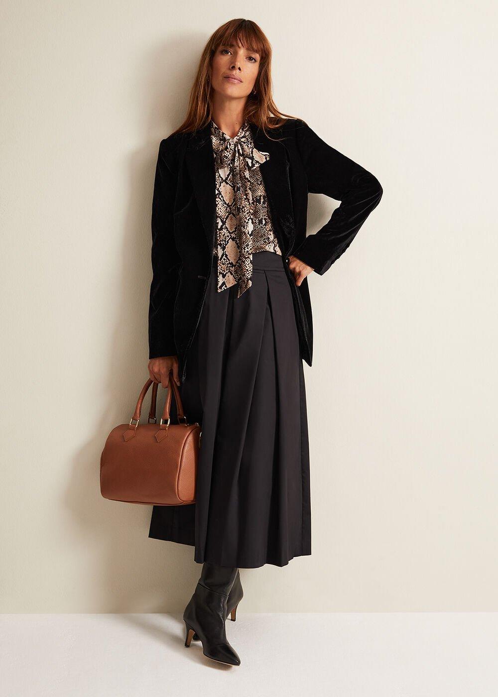Semira Snake Tie Blouse - Neutral