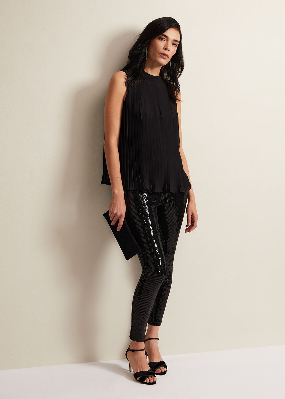 Nina Pleat Blouse - Black