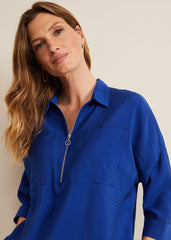 Cynthia Zip Shirt - Cobalt