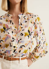 Maddie Watercolour Silk Blend Blouse - Ivory