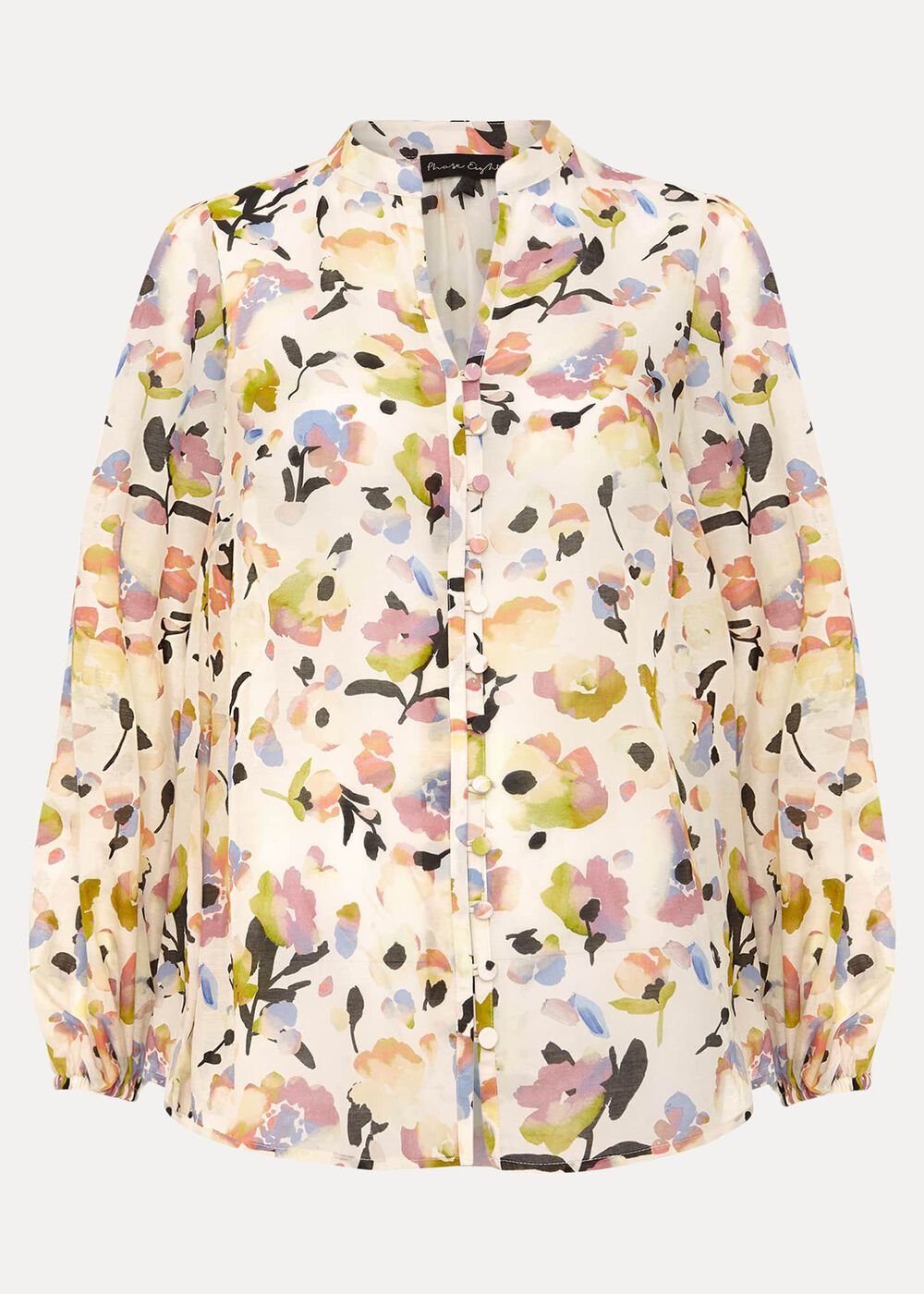 Maddie Watercolour Silk Blend Blouse - Ivory