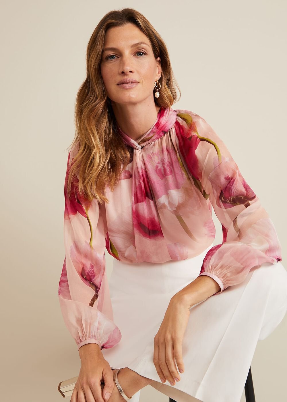 Poppy Silk Blouse - Pale Pink