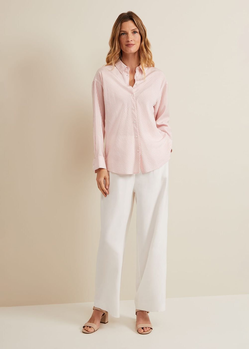 Bernice Stripe Shirt - White/Pink