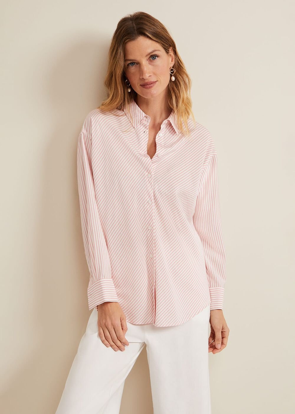 Bernice Stripe Shirt - White/Pink