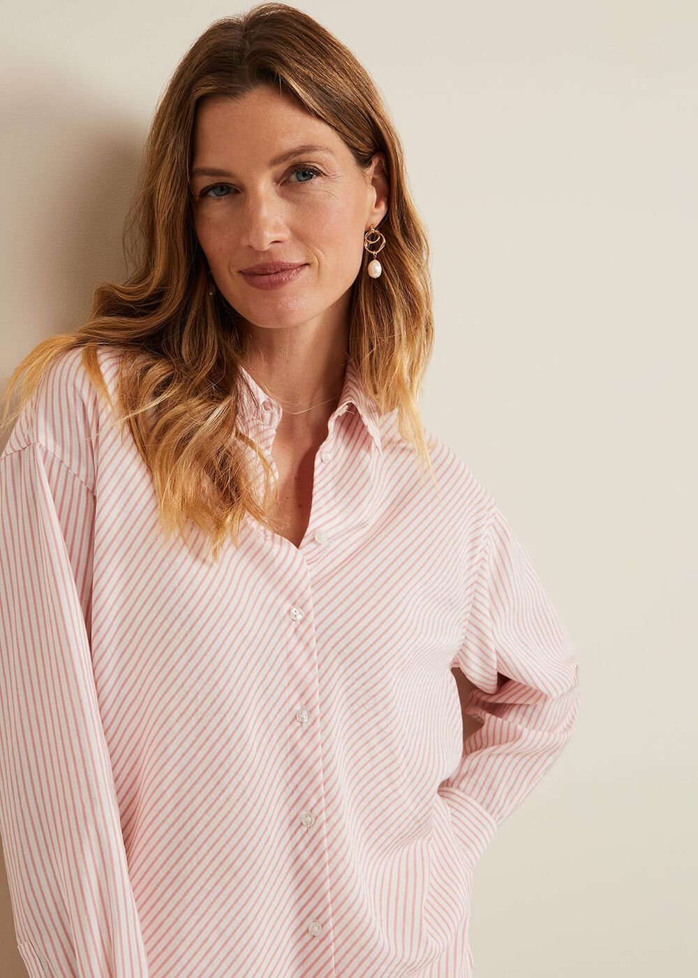 Bernice Stripe Shirt - White/Pink