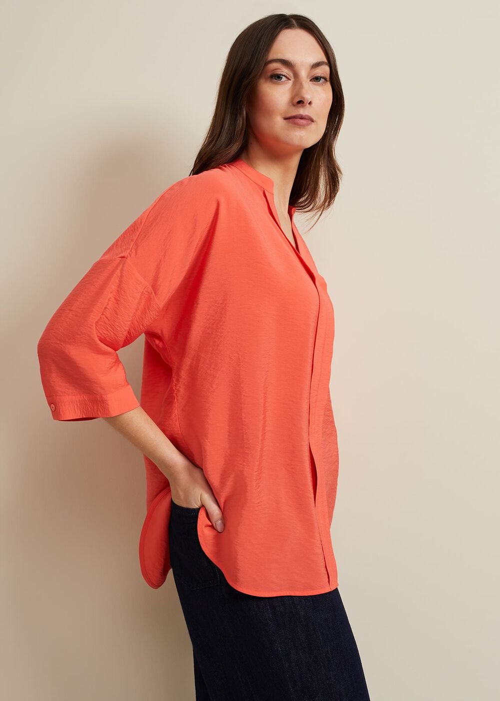 Cynthia Longline Shirt - Coral