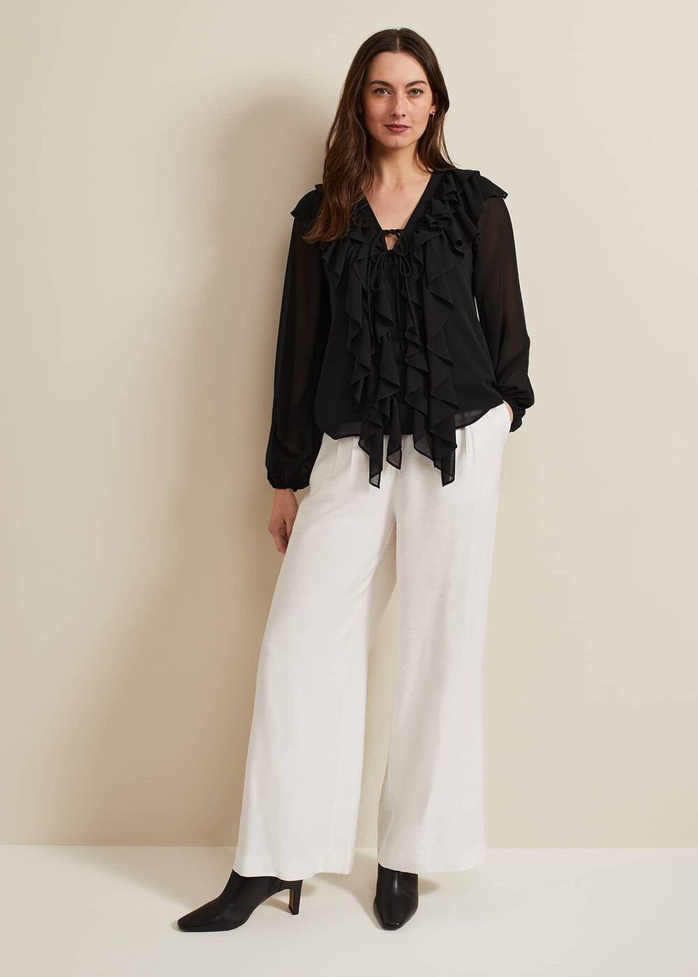 Ivana Ruffle Blouse - Black