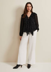 Ivana Ruffle Blouse - Black