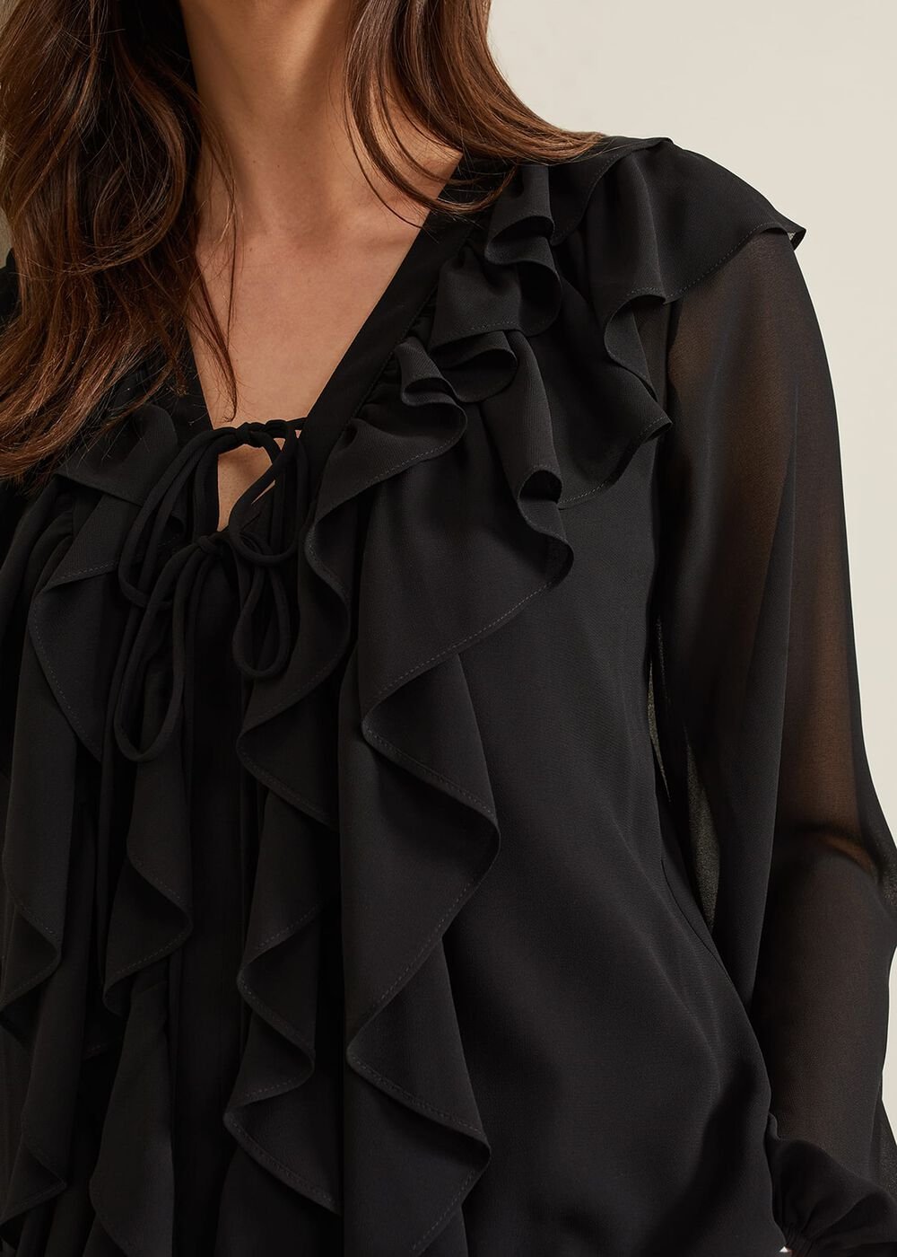 Ivana Ruffle Blouse - Black
