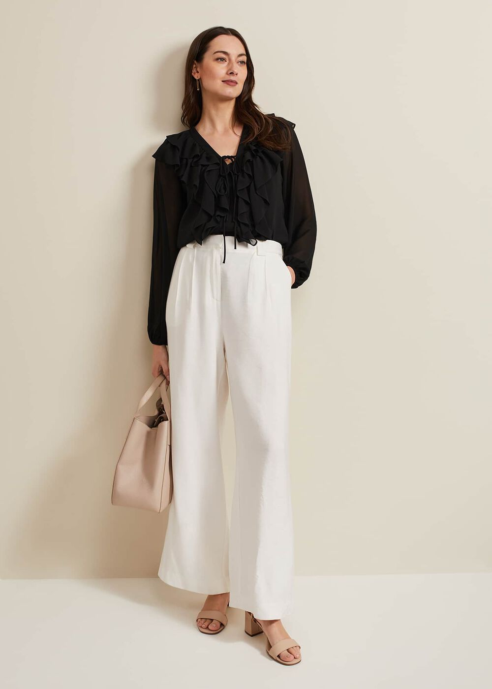Ivana Ruffle Blouse - Black