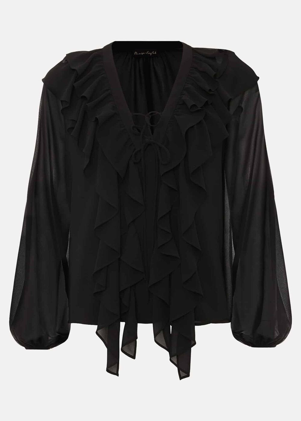 Ivana Ruffle Blouse - Black