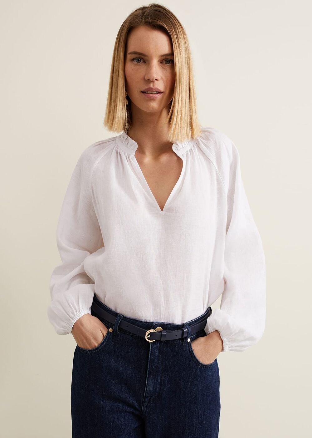 Nova Linen Blouse - White