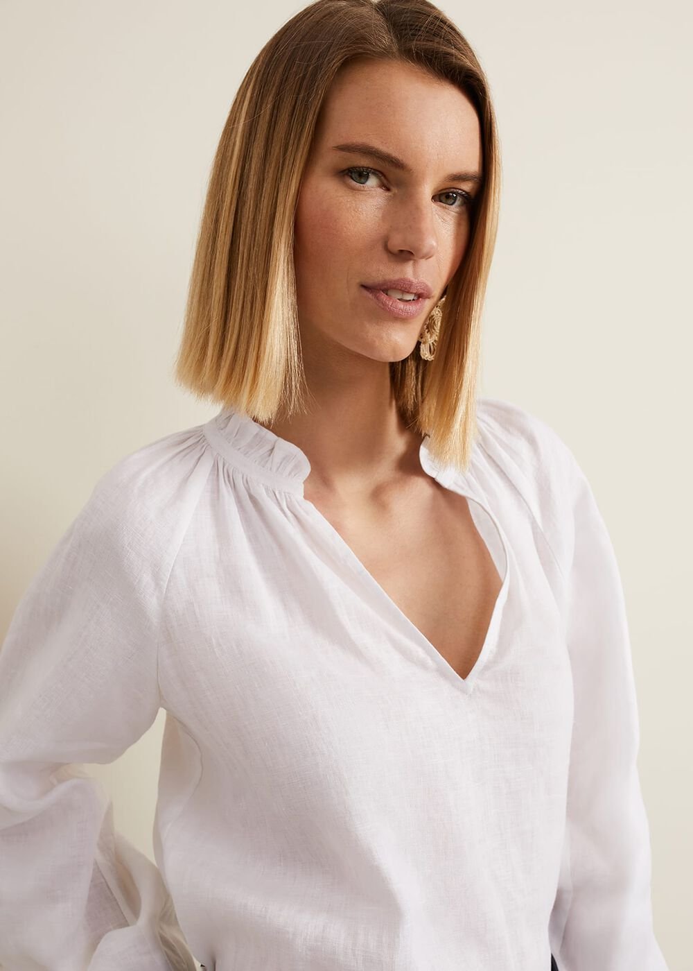 Nova Linen Blouse - White