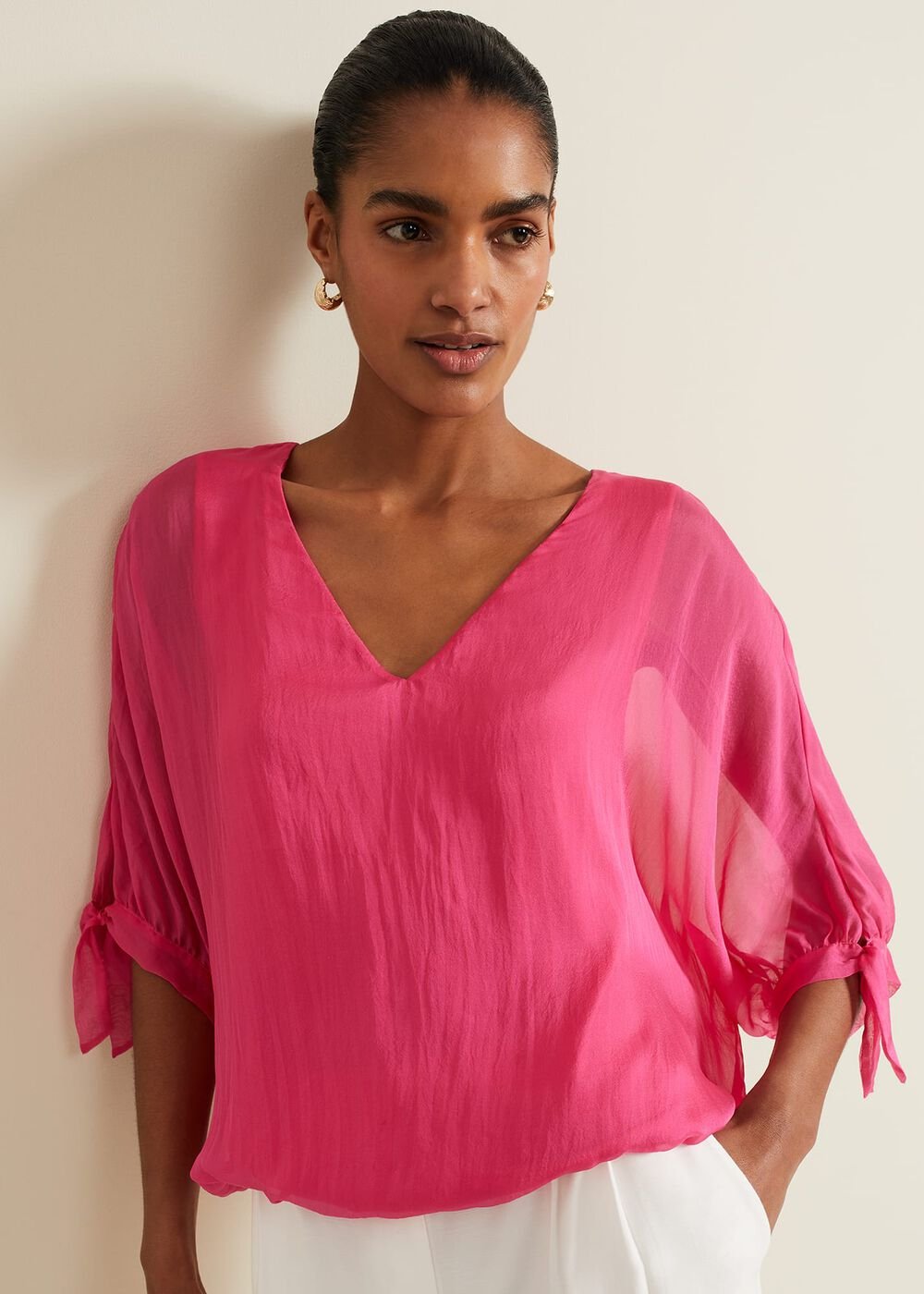 Madison Pink Silk Blouse - Pink