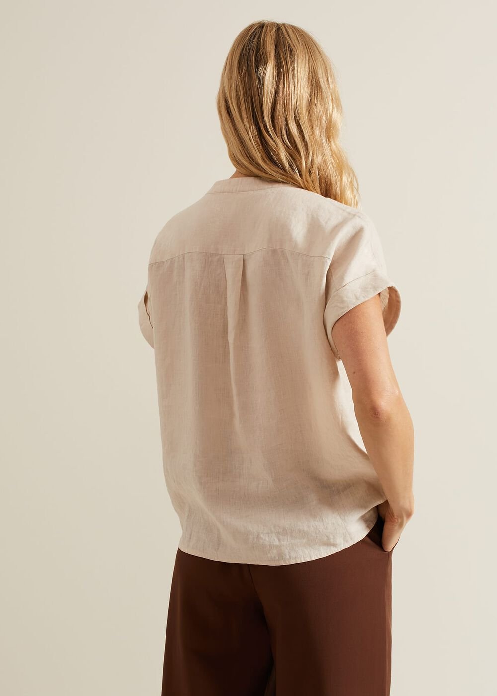 Kelsie Button Through Linen Shirt - Neutral