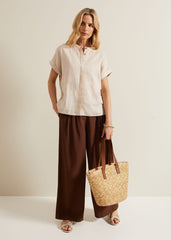 Kelsie Button Through Linen Shirt - Neutral