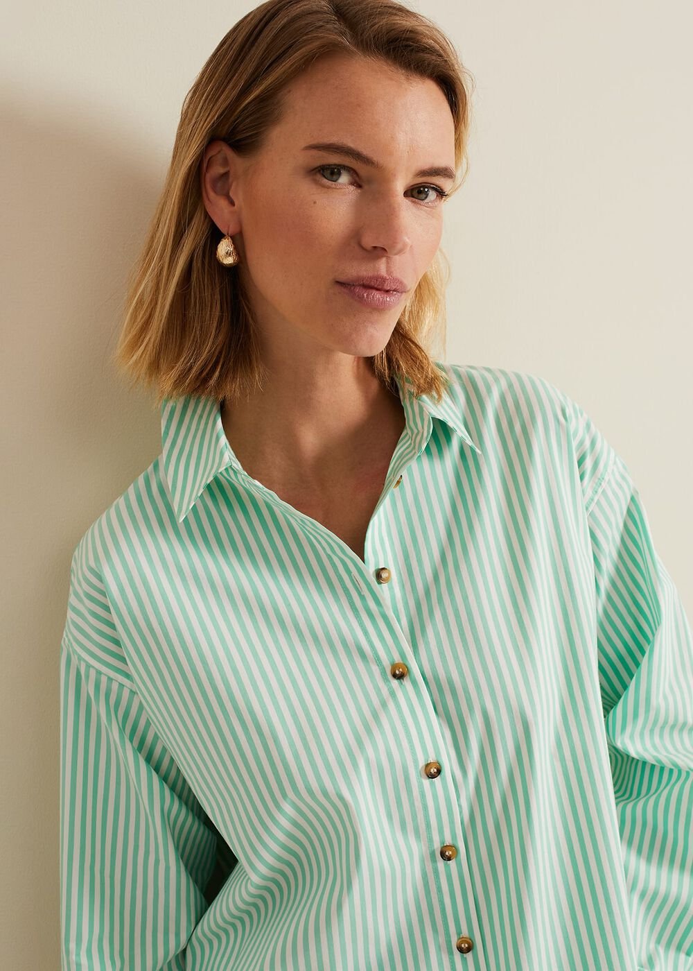 Green Striped Shirt - Green/Ivory