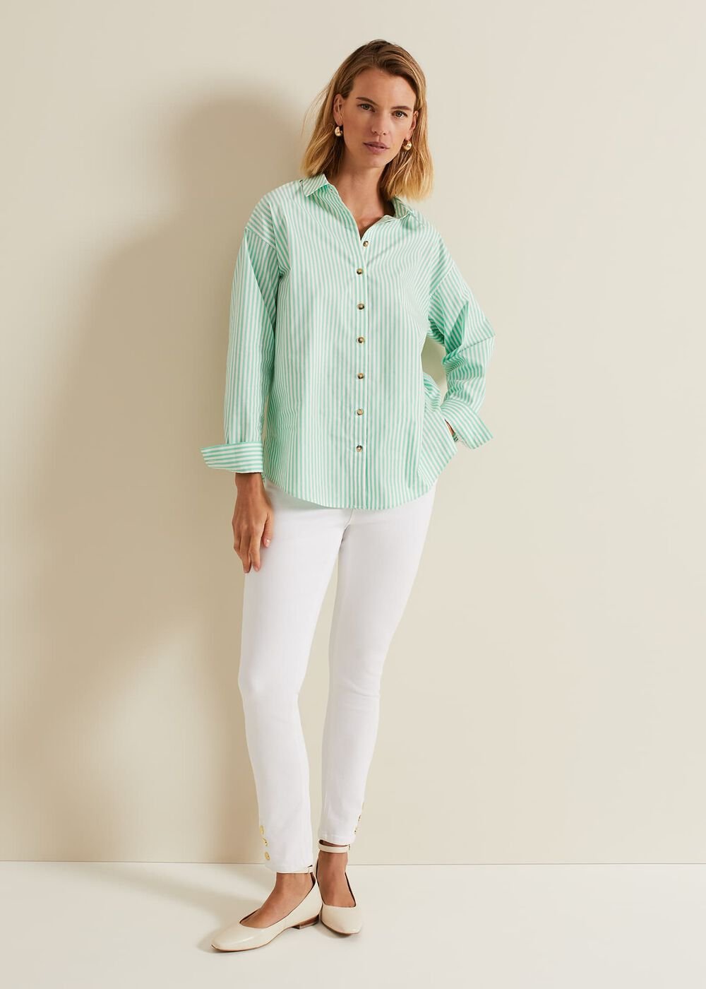 Green Striped Shirt - Green/Ivory