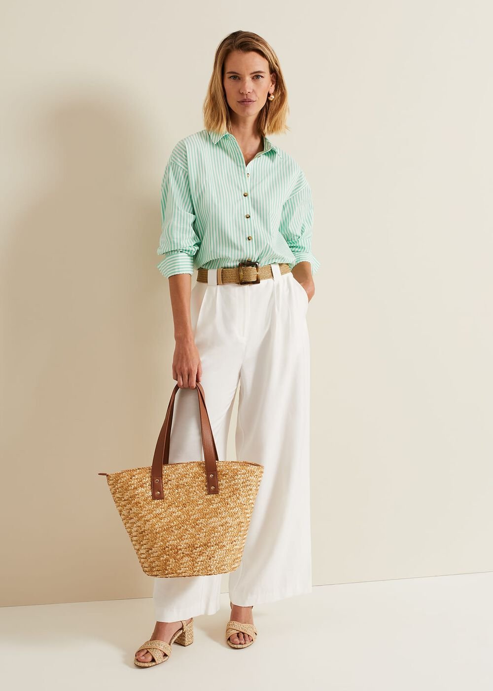 Green Striped Shirt - Green/Ivory
