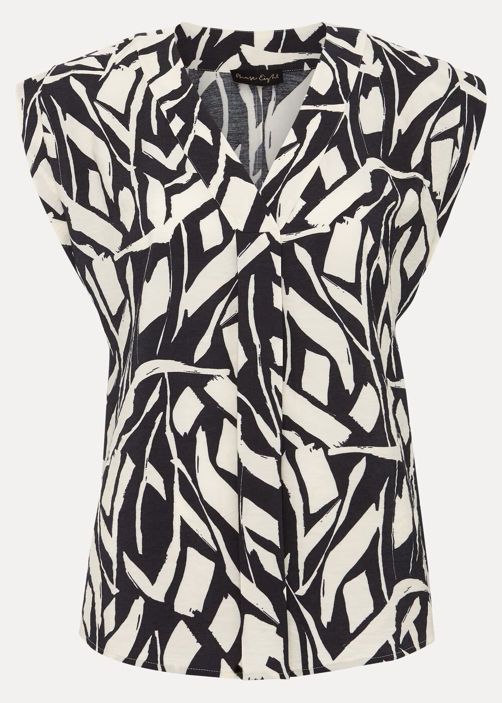 Celyn Notch Printed Blouse - Black/Ivory