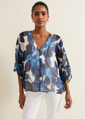 Syra Silk Blouse - Blue