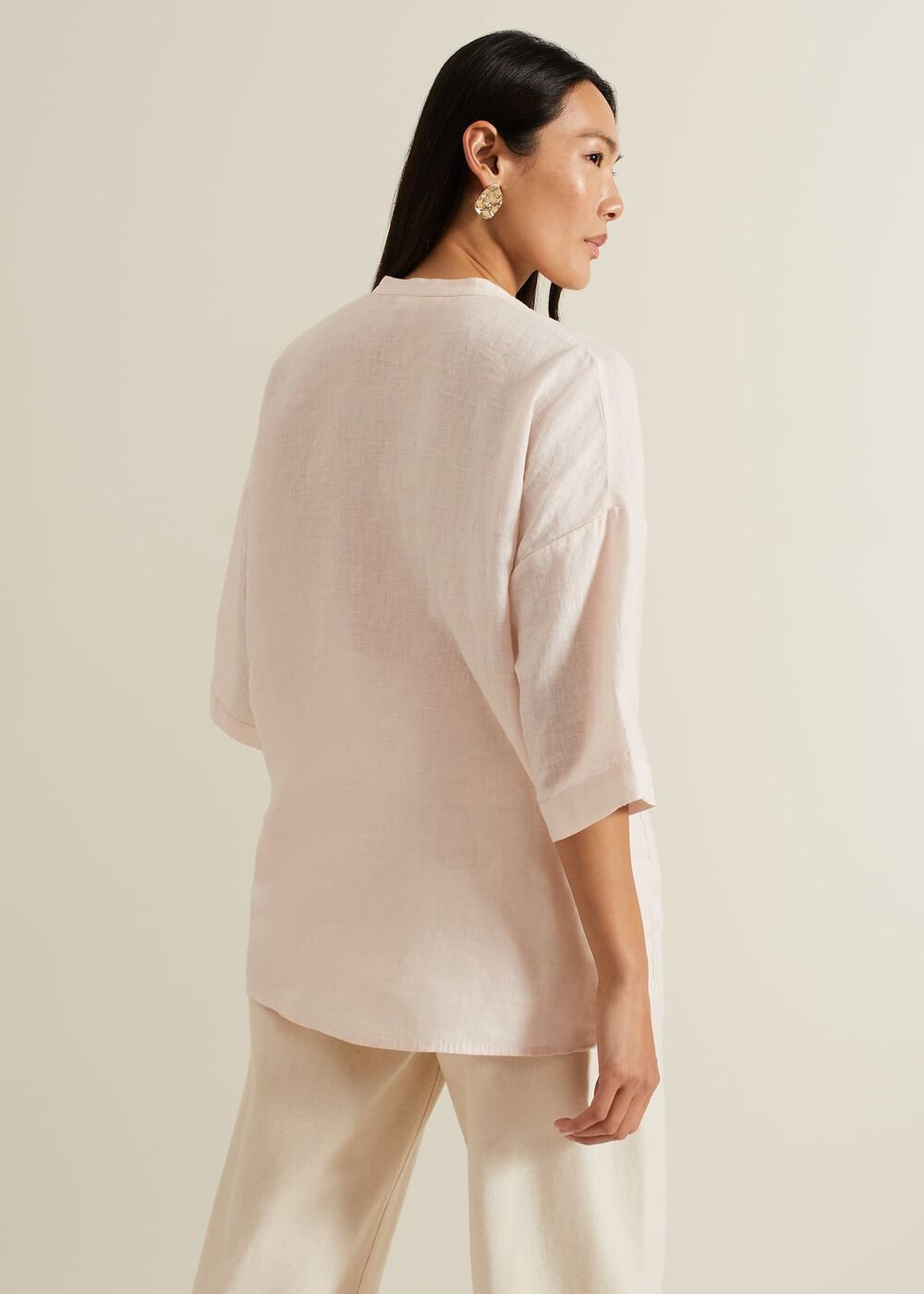 Posie Button Front Linen Shirt - Pink