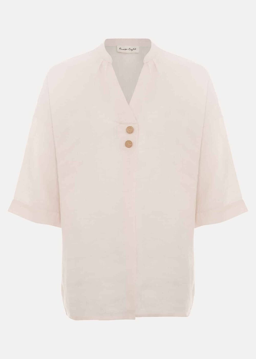 Posie Button Front Linen Shirt - Pink