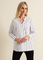 Ashlyn Asymmetric Striped Shirt - White