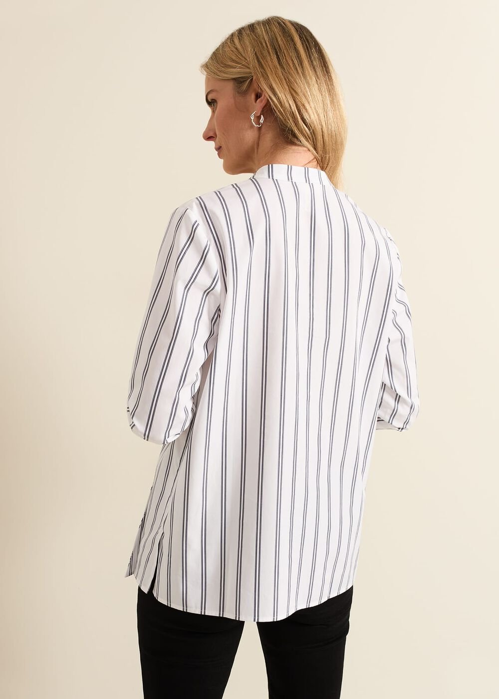 Ashlyn Asymmetric Striped Shirt - White