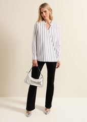 Ashlyn Asymmetric Striped Shirt - White