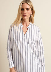 Ashlyn Asymmetric Striped Shirt - White