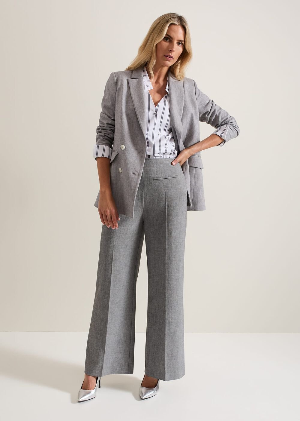 Ashlyn Asymmetric Striped Shirt - White