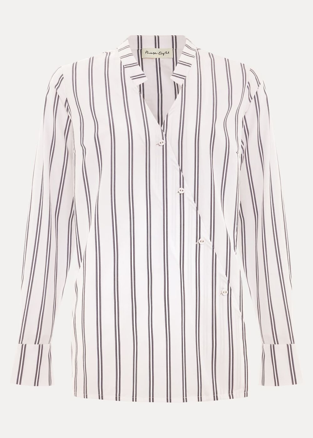 Ashlyn Asymmetric Striped Shirt - White