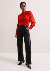 Danica Satin Drape Top - Red