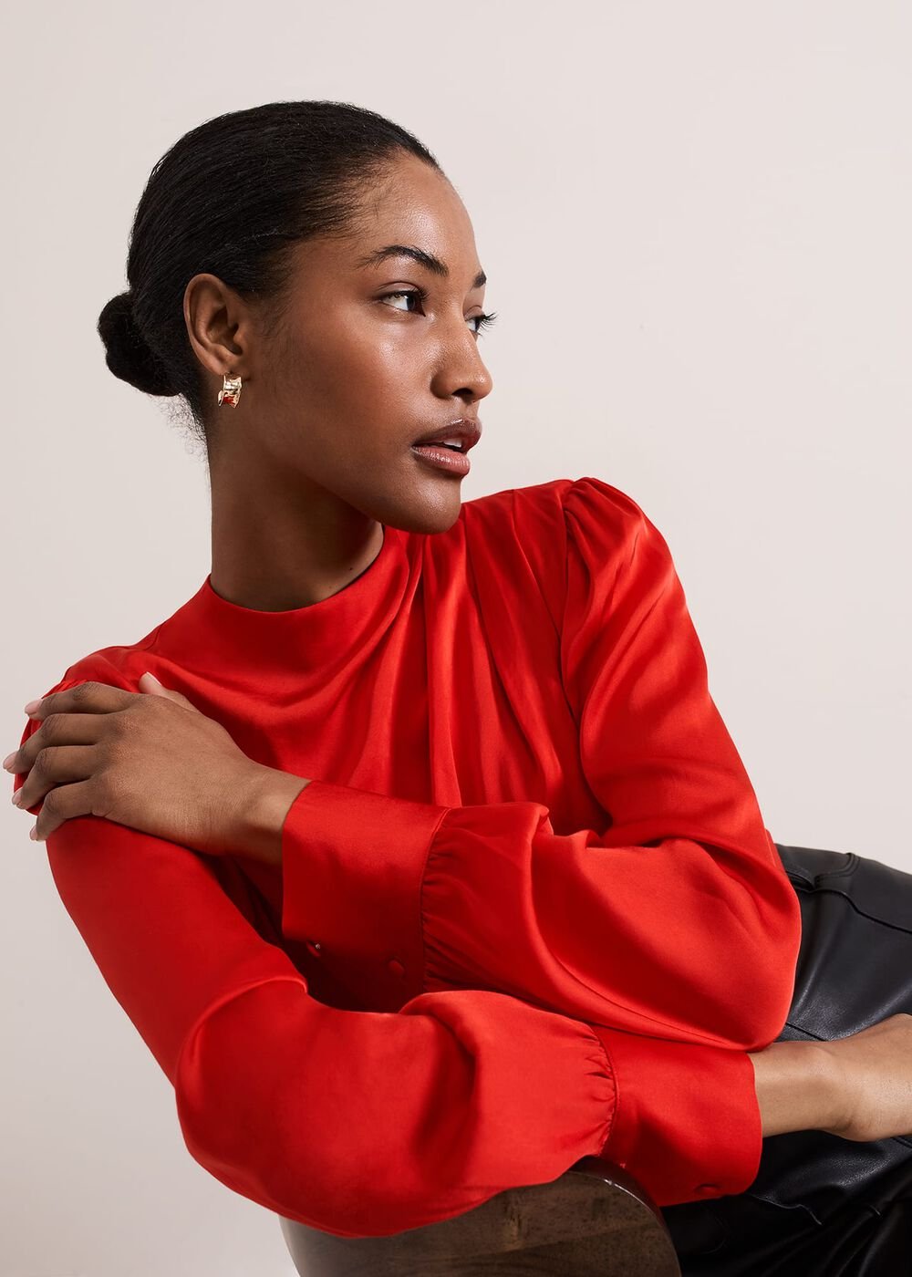 Danica Satin Drape Top - Red