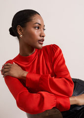 Danica Satin Drape Top - Red