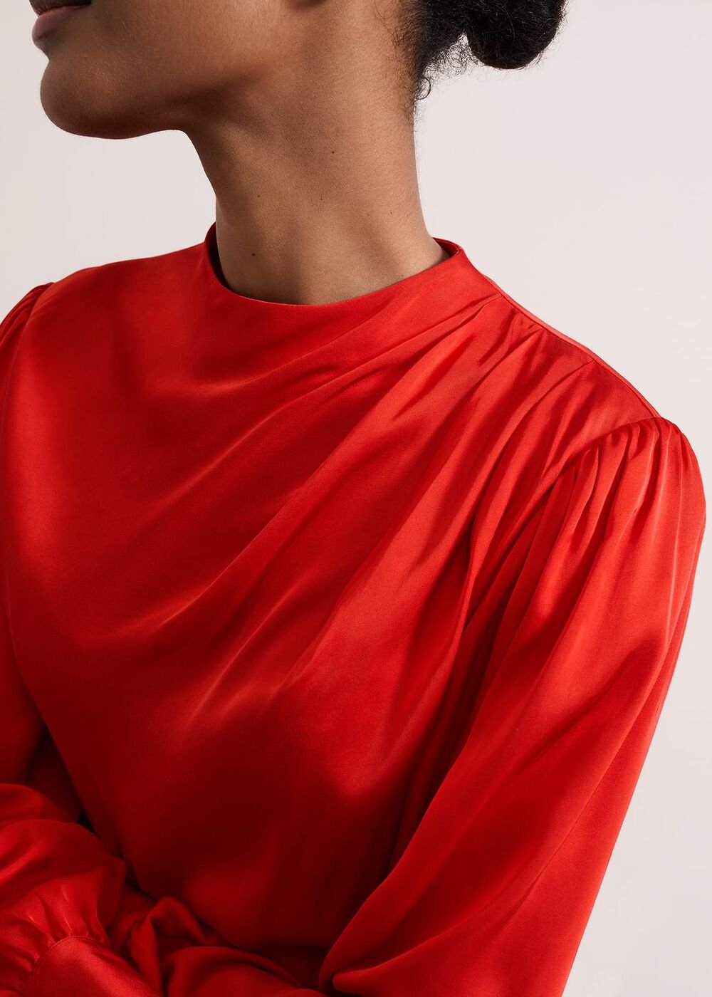 Danica Satin Drape Top - Red