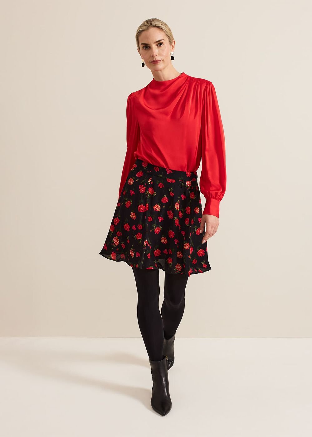 Danica Satin Drape Top - Red
