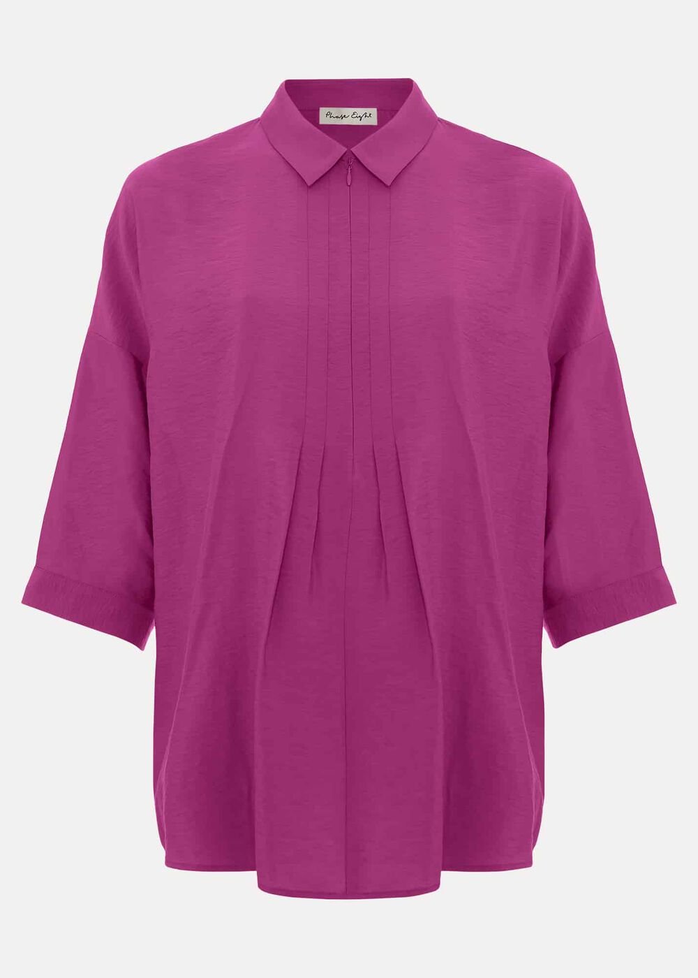 Cynthia Pleat Zip Front Shirt - Pink