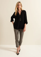 Cynthia Button Detail Shirt - Black