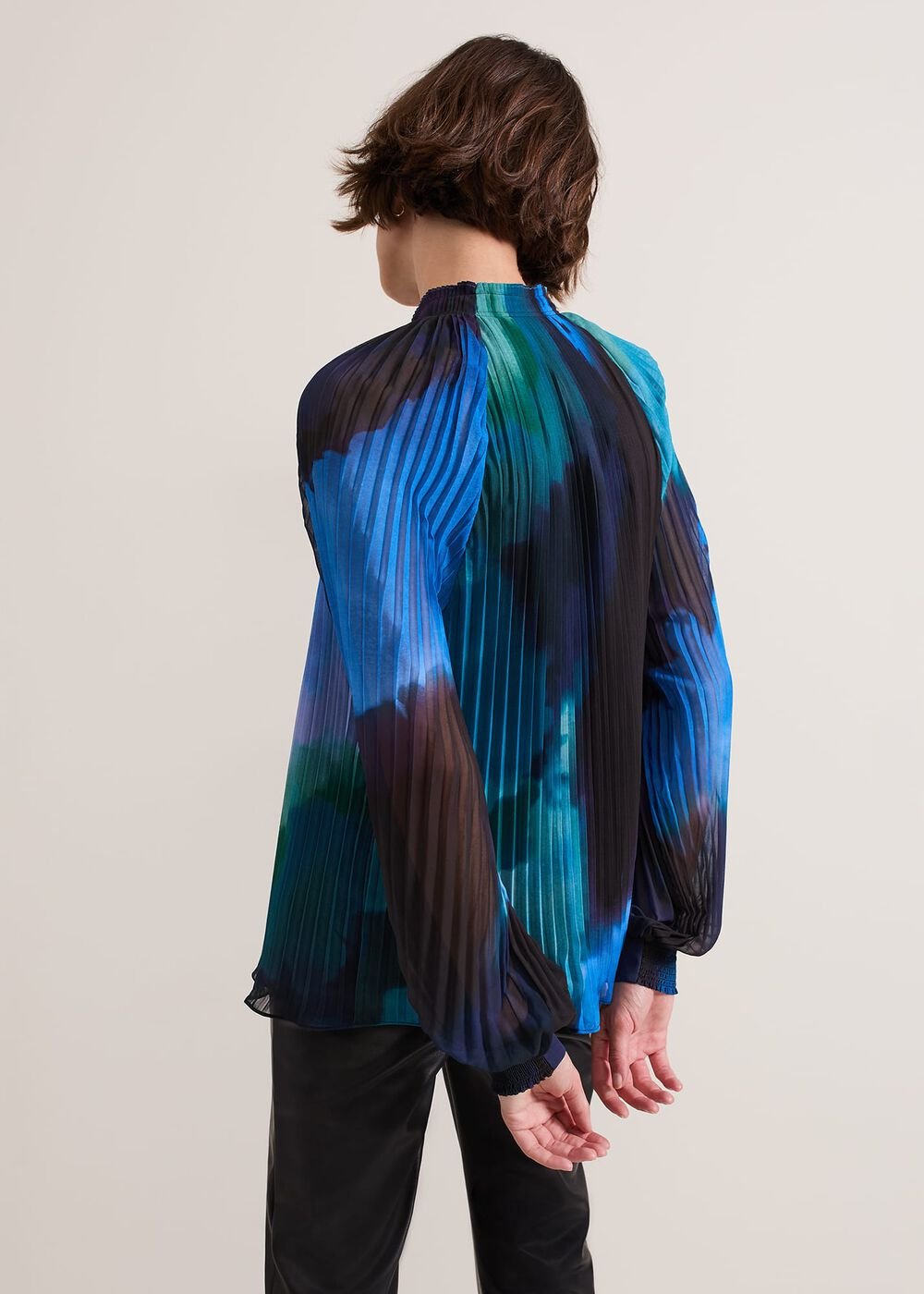 Eleanor Abstract Pleat Blouse - Multi-Coloured