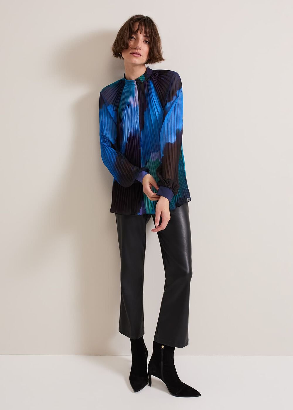 Eleanor Abstract Pleat Blouse - Multi-Coloured