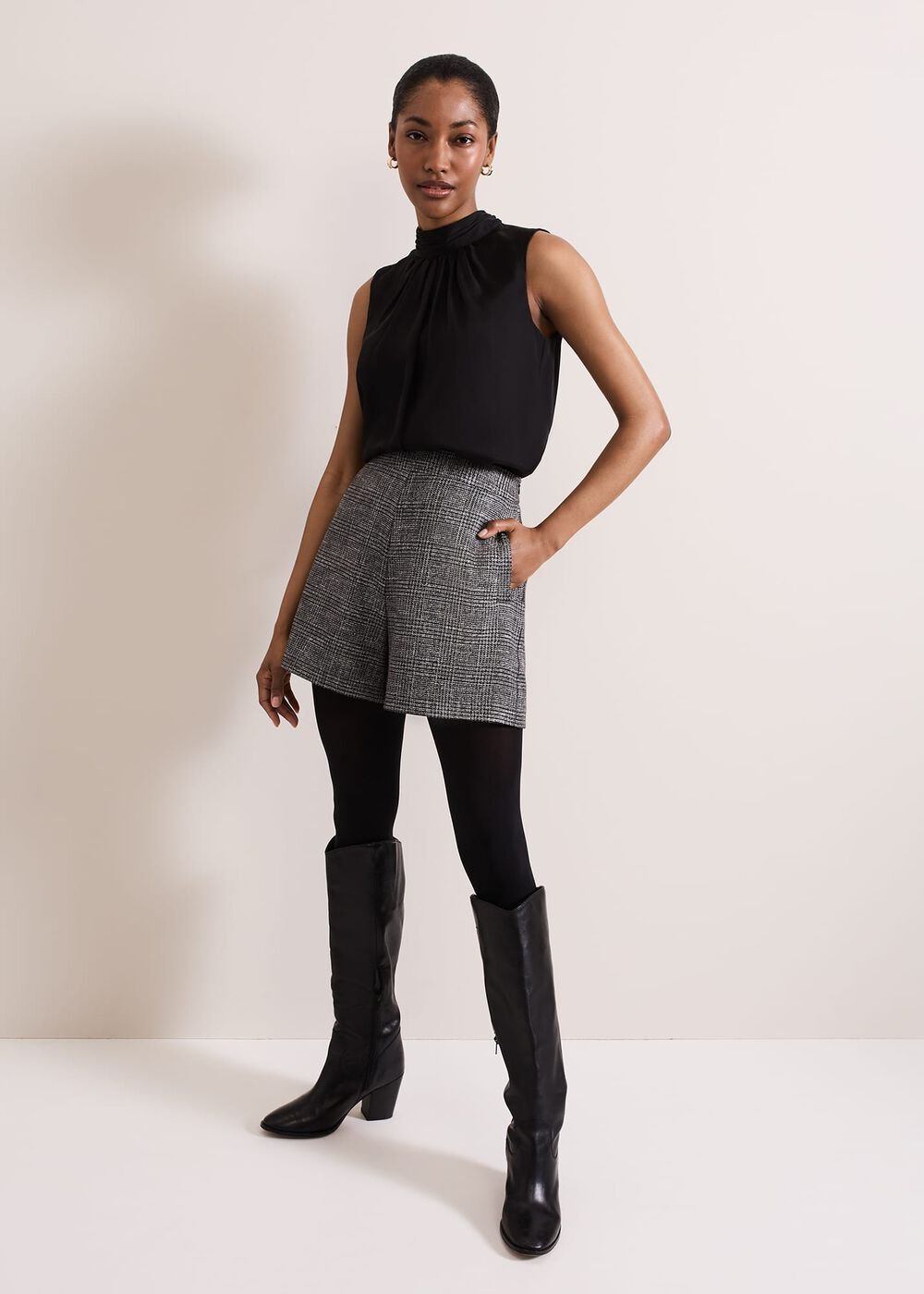 Nella High Neck Top - Black