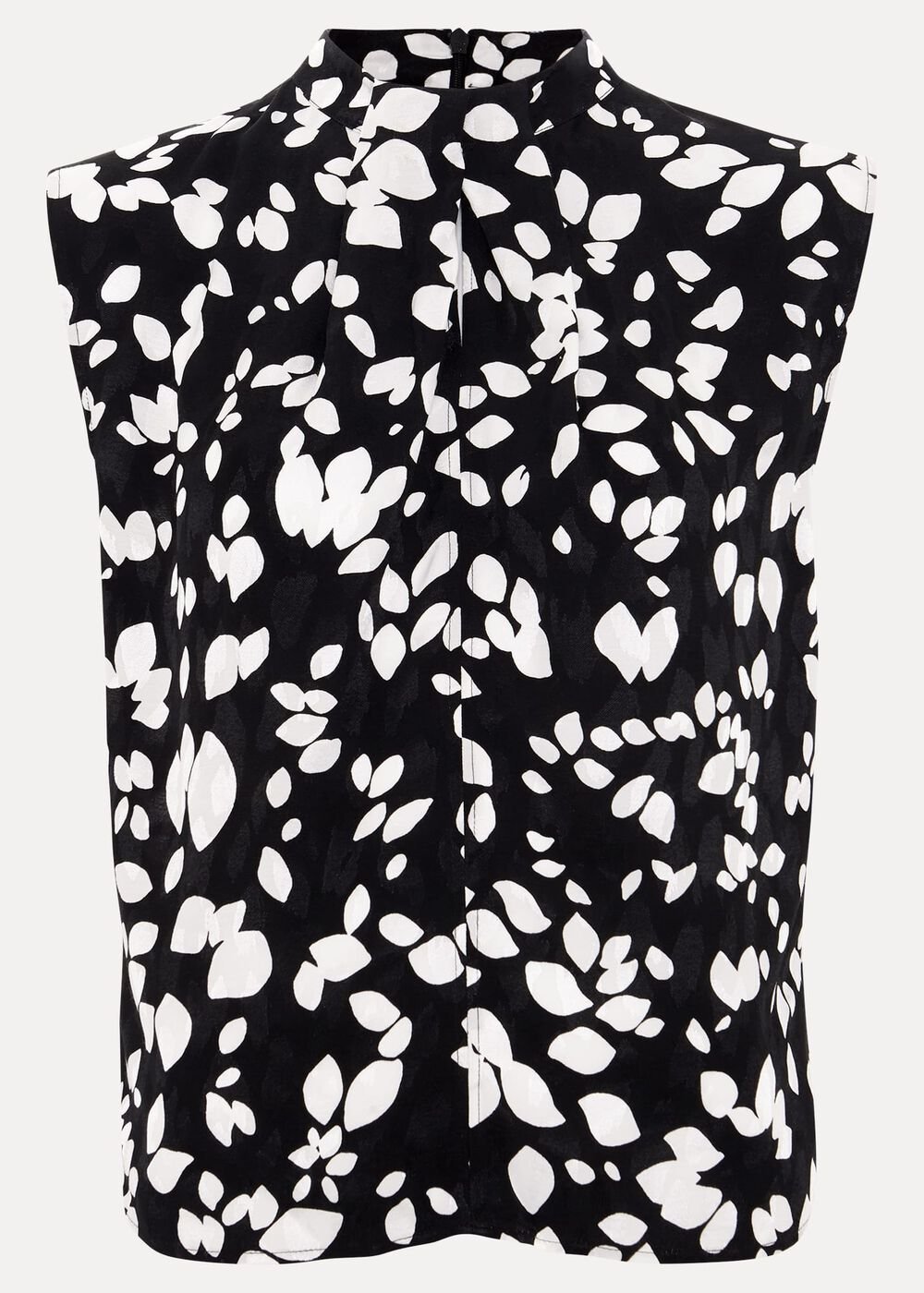 Polly Printed Twist Neck Top - Black/Ivory