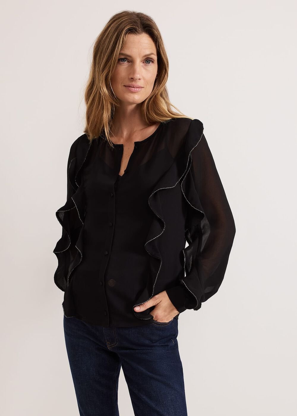 Cordelia Black Ruffle Blouse - Black
