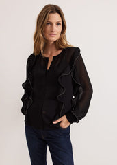 Cordelia Black Ruffle Blouse - Black