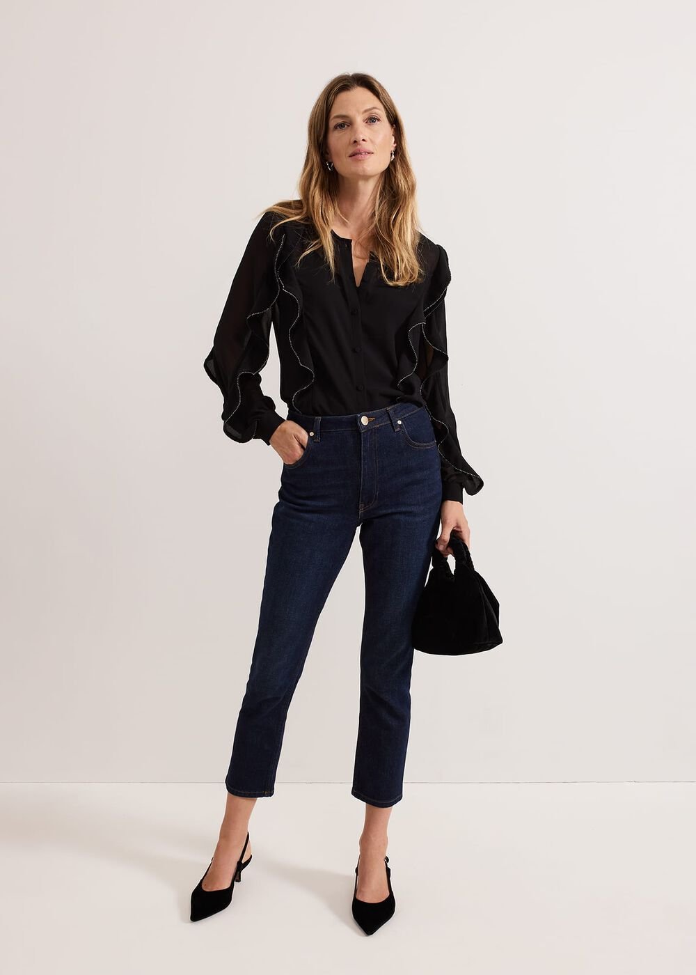 Cordelia Black Ruffle Blouse - Black