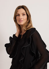 Cordelia Black Ruffle Blouse - Black