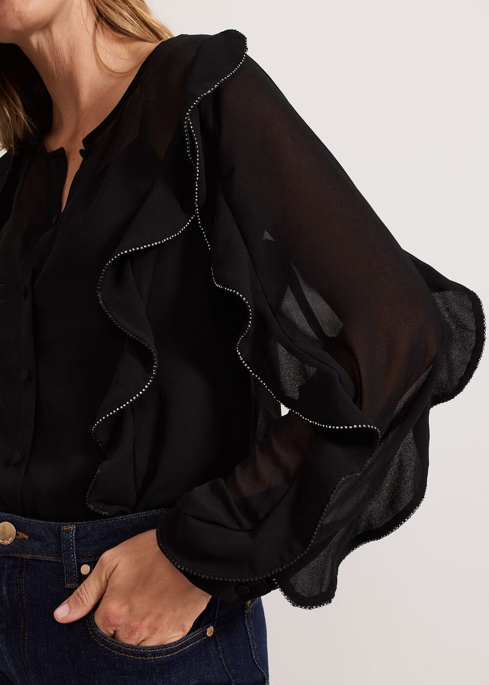 Cordelia Black Ruffle Blouse - Black